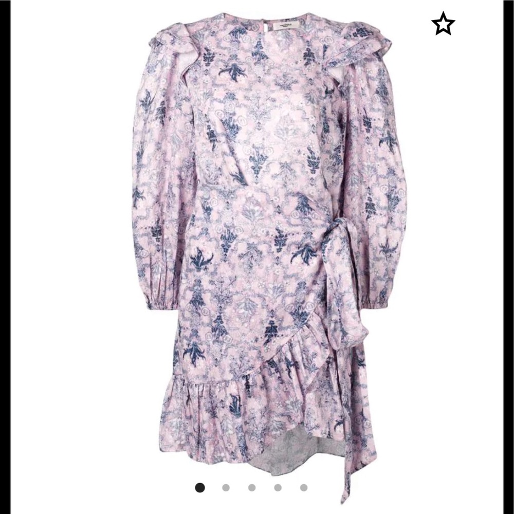Isabel Marant Light Pink and Navy Patterned Mini Dress